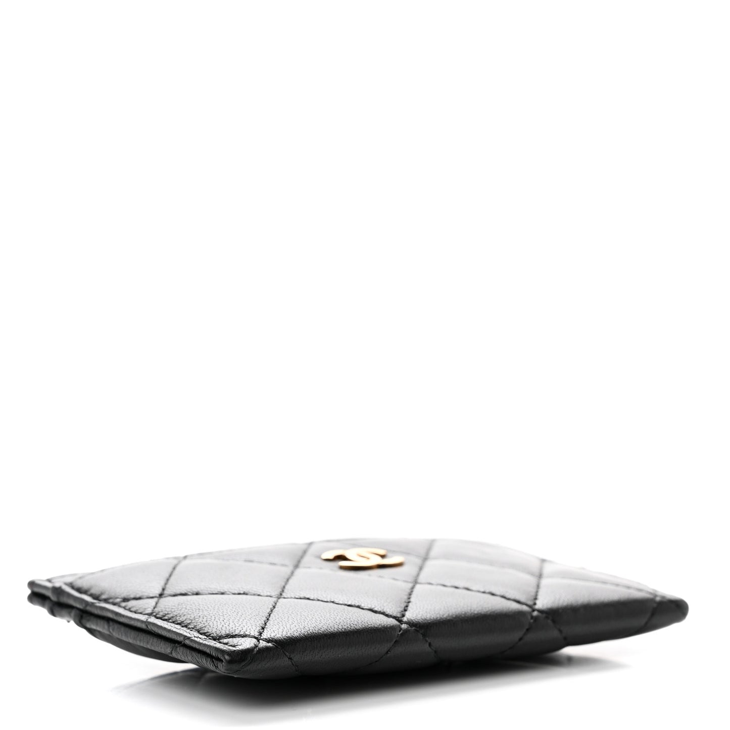 Lambskin Quilted Card Holder Black