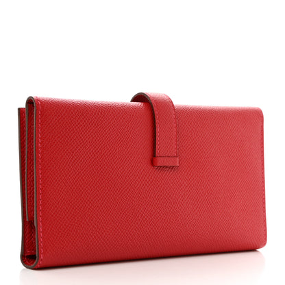 Hermes Epsom Bearn Gusset Wallet Rouge Casaque 3 of 8
