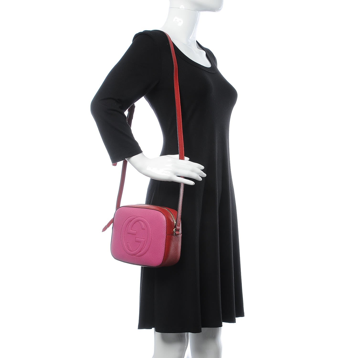 Gucci Dollar Calfskin Bi-Color Small Soho Disco Bag New Rosette Hibiscus Red 2 of 8