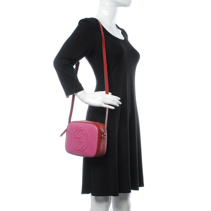 Gucci Dollar Calfskin Bi-Color Small Soho Disco Bag New Rosette Hibiscus Red 2 of 8