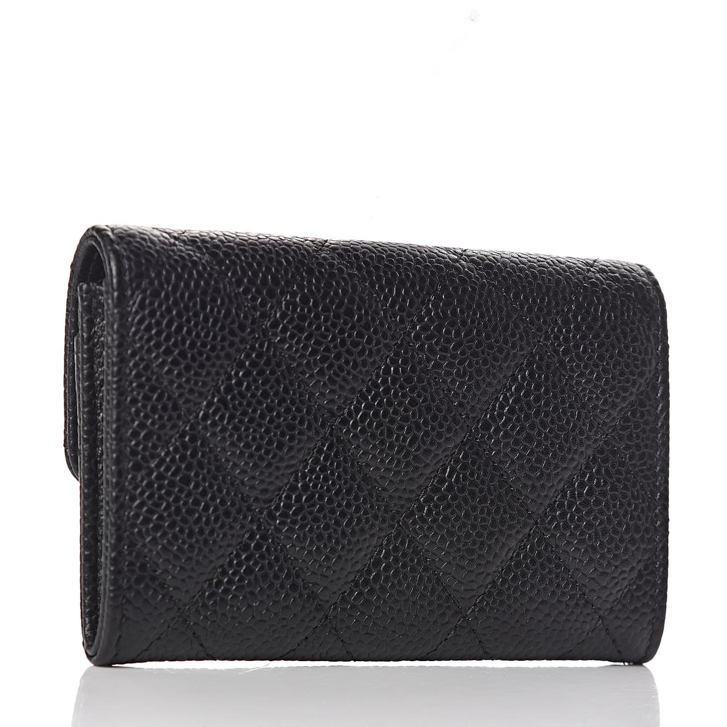 Caviar Quilted Flap Card Holder Black