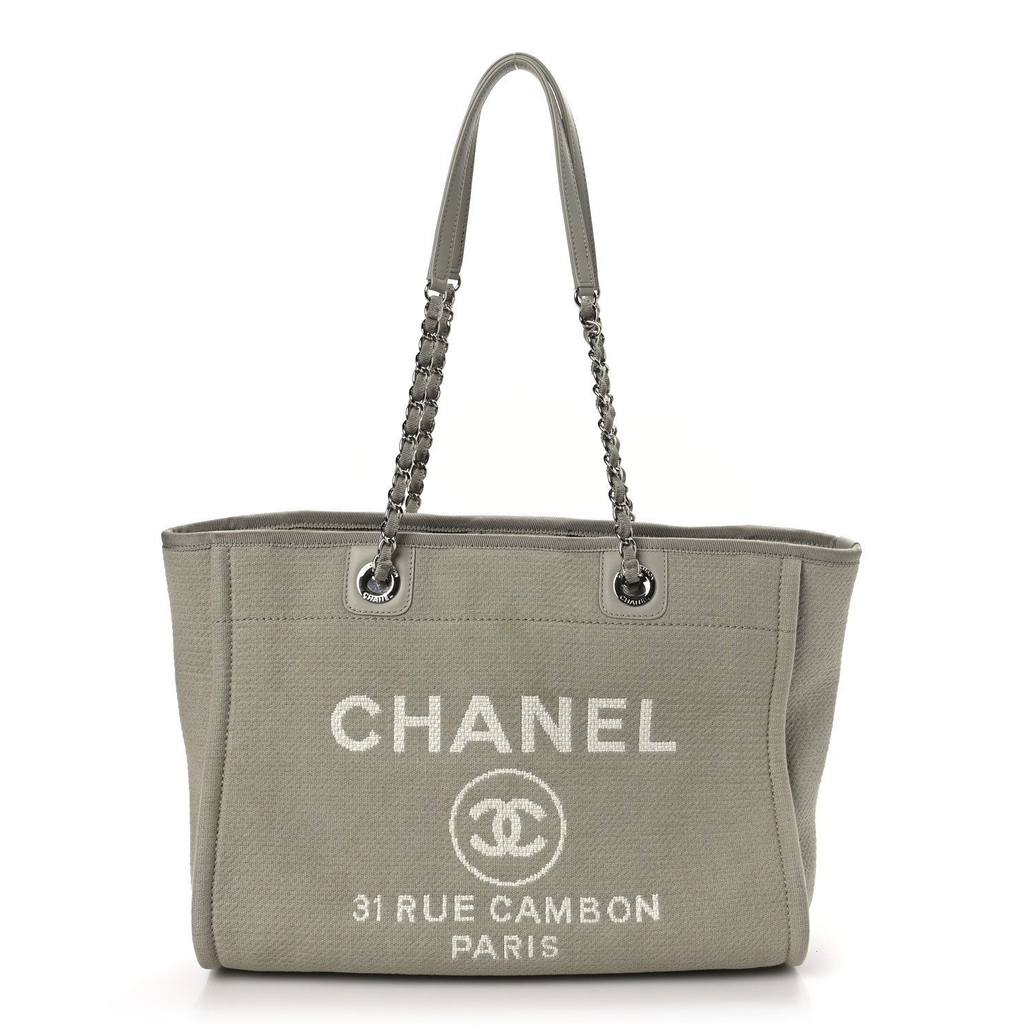 Chanel Mixed Fibers Small Deauville Tote Light Grey 1 of 10