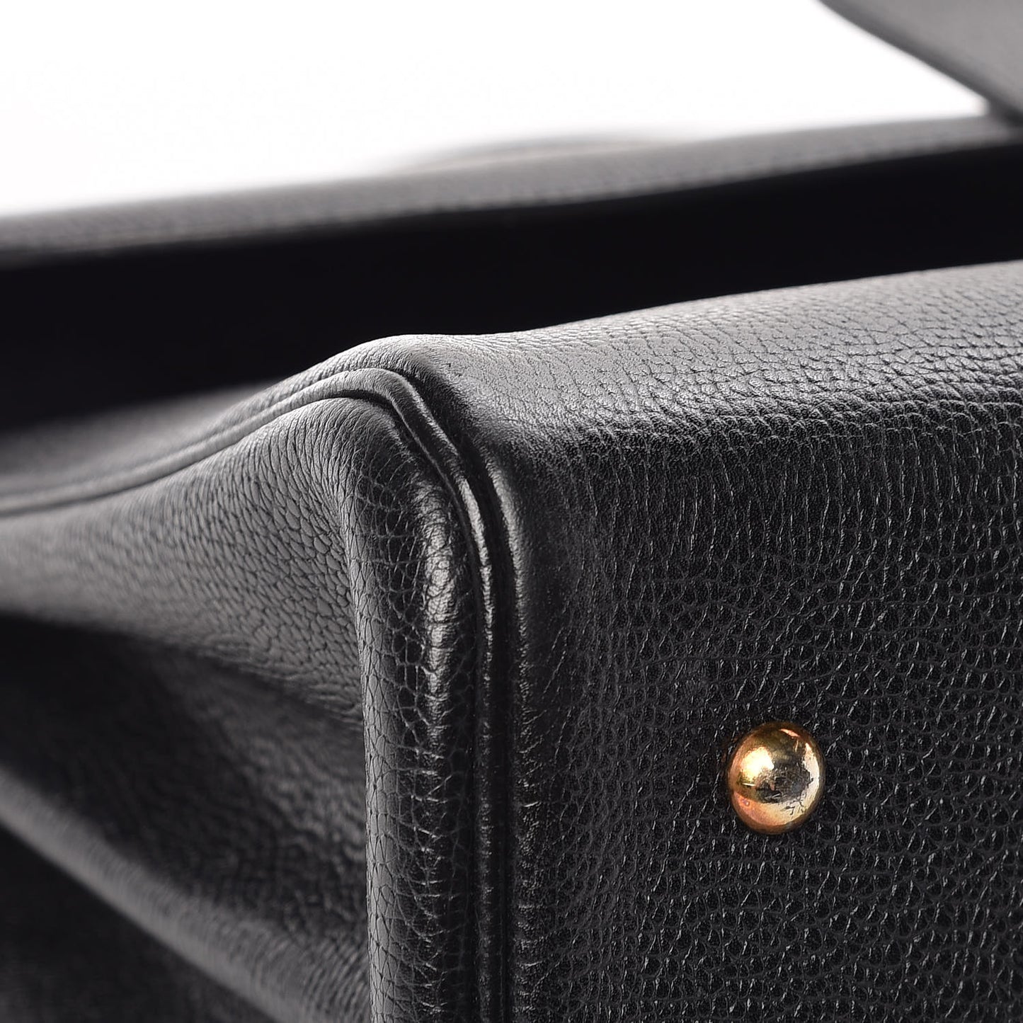 Grained Calfskin Brillant Briefcase Black