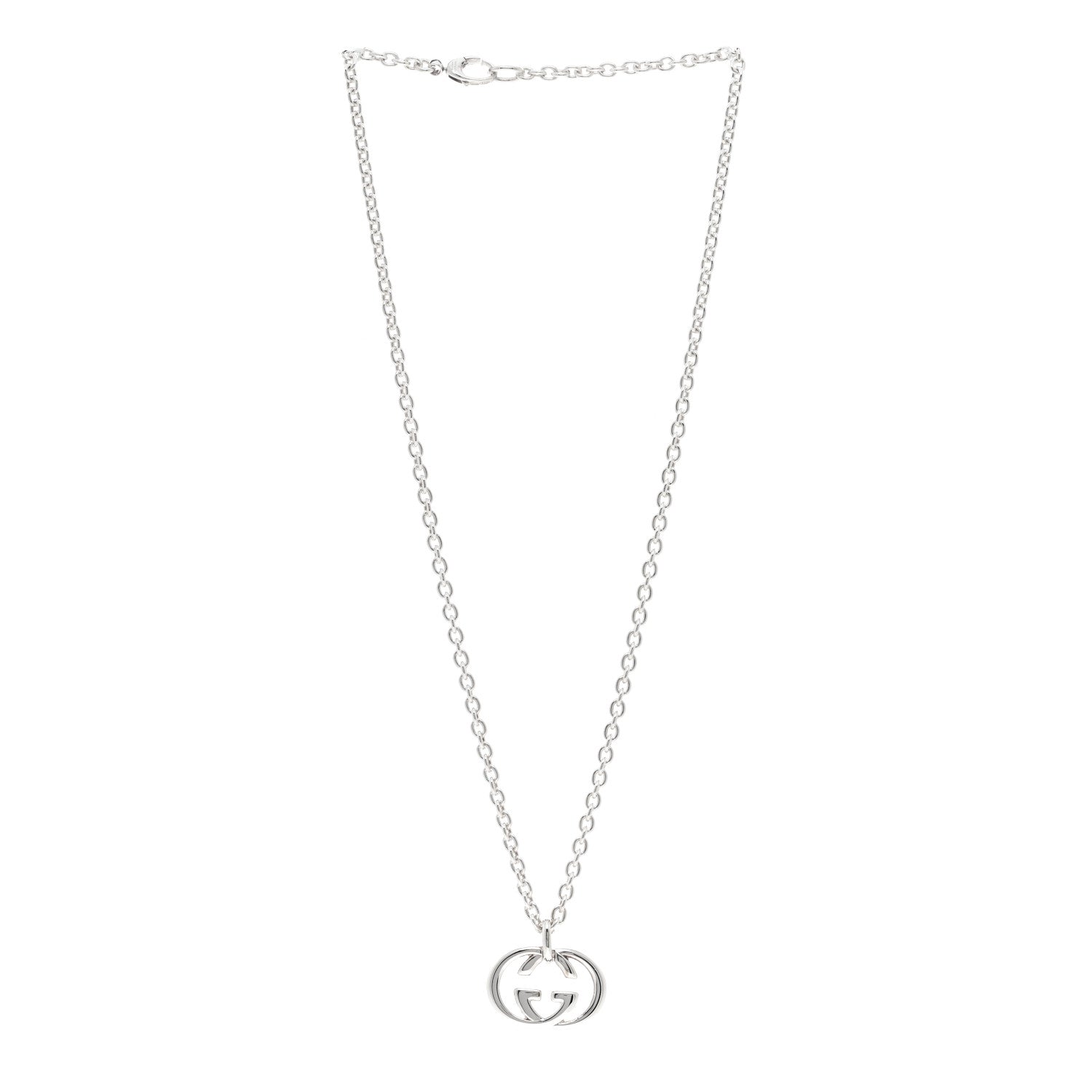 Gucci Sterling Silver Britt Interlocking GG Pendant Necklace 3 of 5