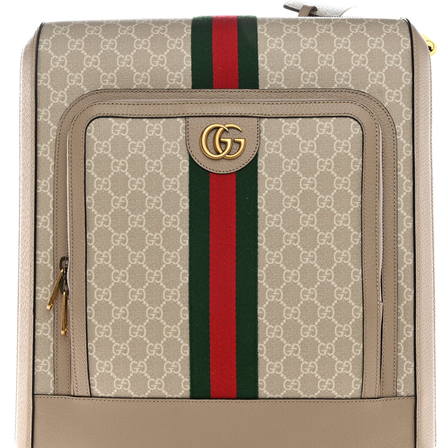 GG Supreme Monogram Textured Dollar Calfskin Web Small Savoy Cabin Trolley Beige Mystic White Oatmeal