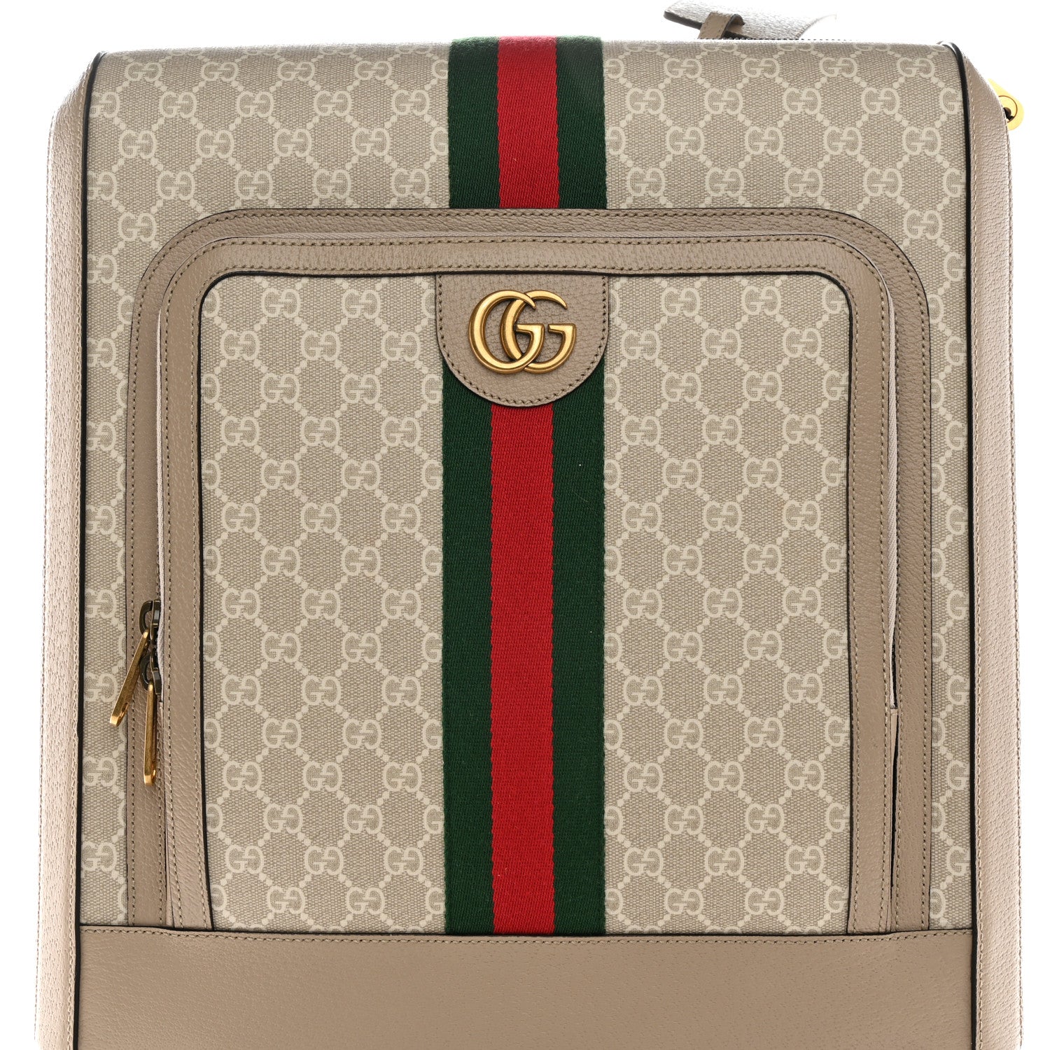 Gucci GG Supreme Monogram Textured Dollar Calfskin Web Small Savoy Cabin Trolley Beige Mystic White Oatmeal 7 of 15
