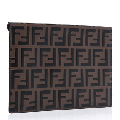 Fendi Vitello Soft F is Fendi Bi-Color FF 1974 Embossed Envelope Pouch Maya Black 2 of 4