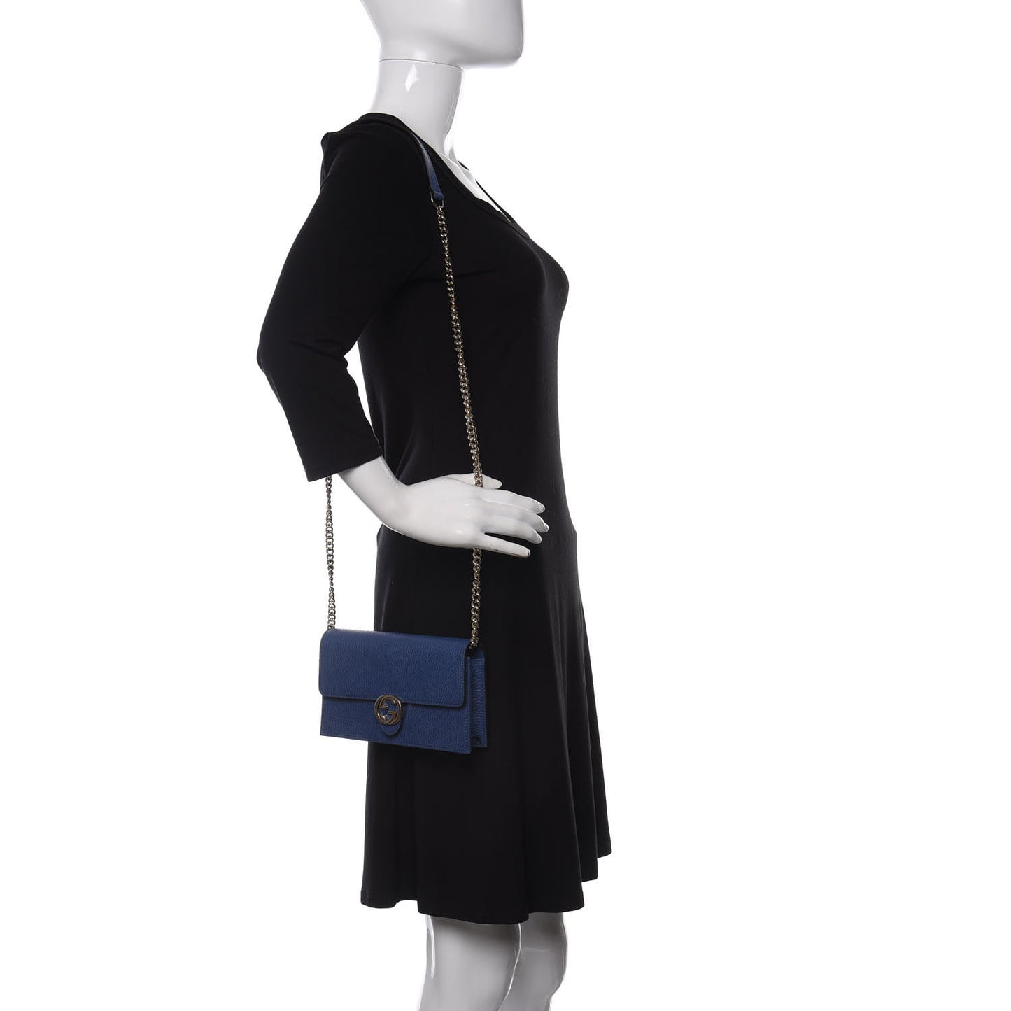Dollar Calfskin Interlocking G Chain Wallet Caspian