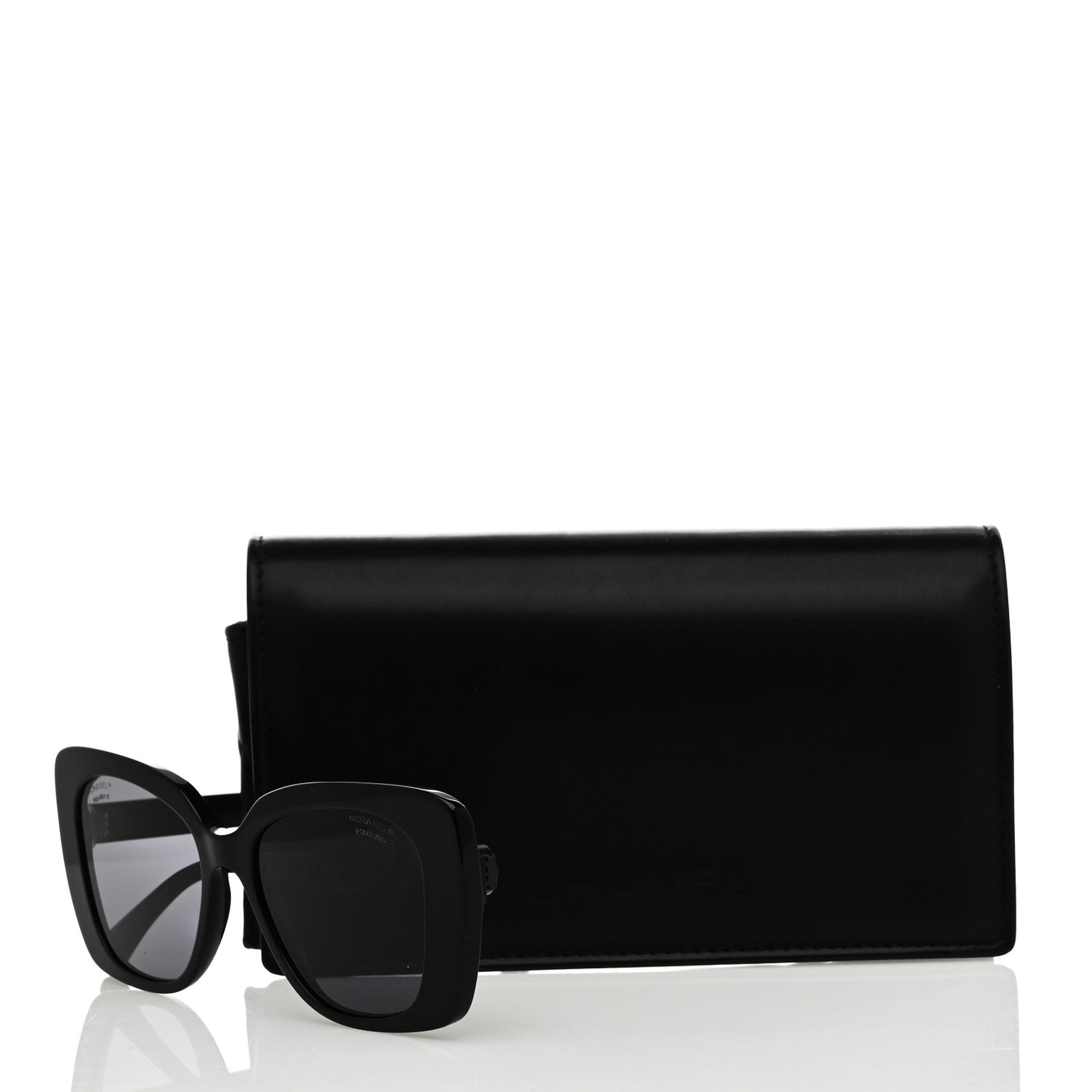 Acetate Strass Polarized Square Sunglasses 5422-B Black