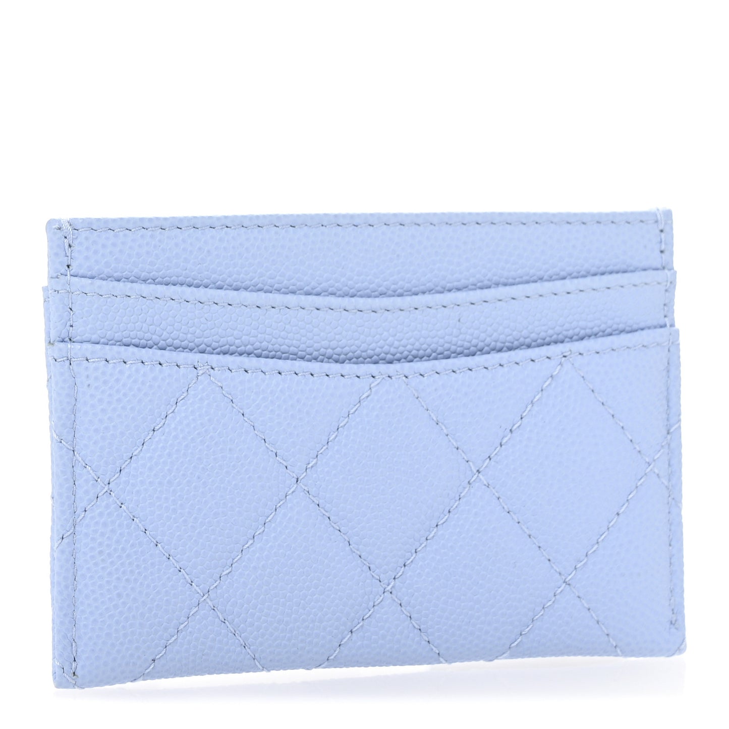 Caviar Quilted Card Holder Light Blue