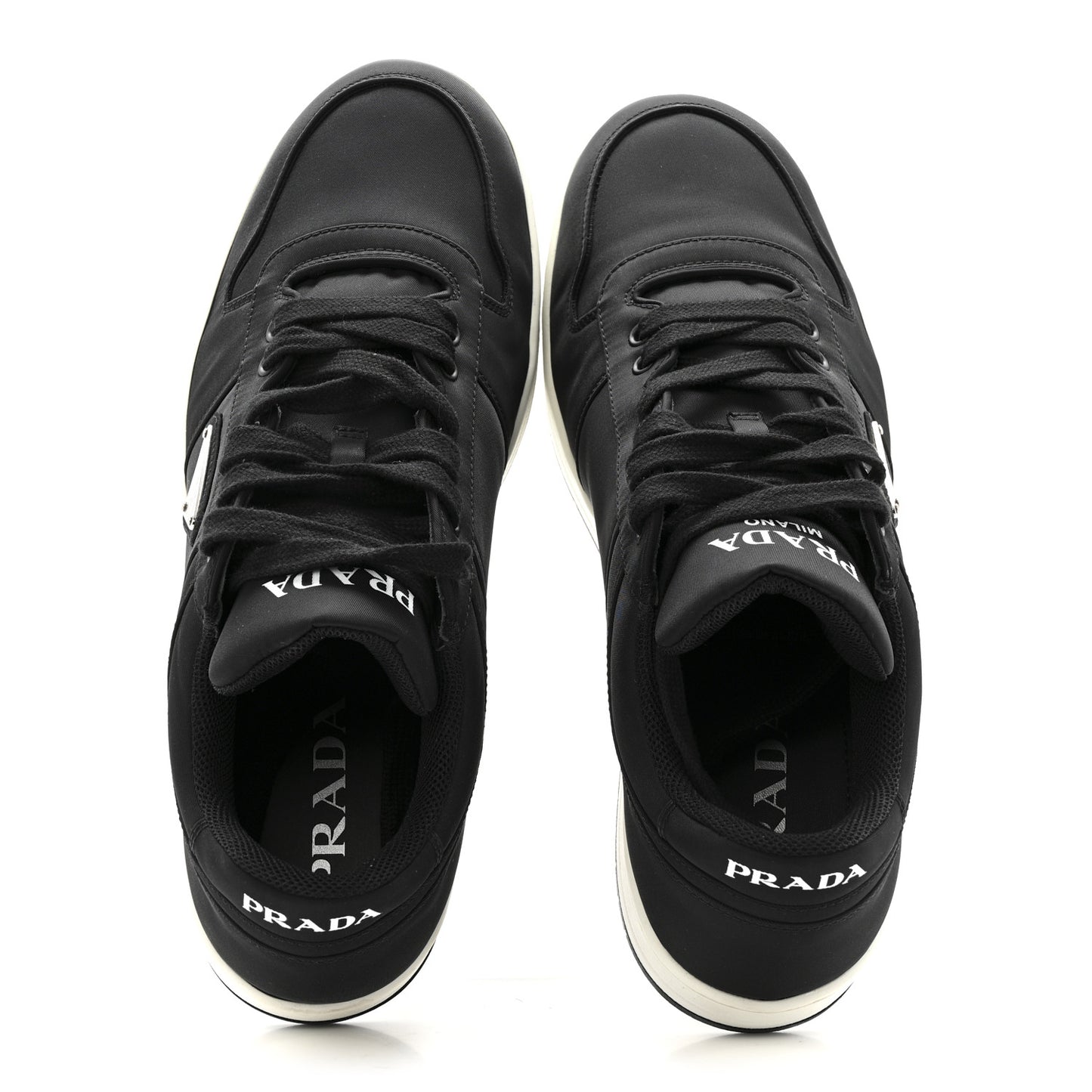 Re-Nylon Gabardine Metal Triangle Logo Mens Downtown Low Top Sneakers 9 Black