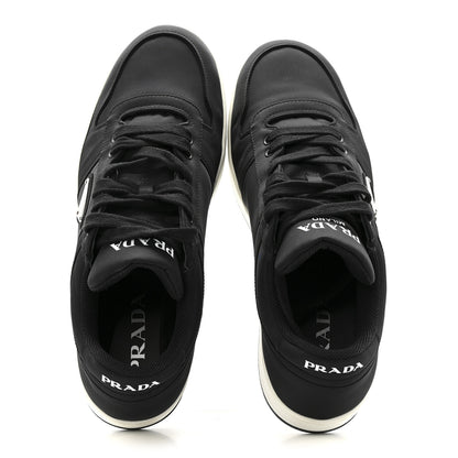 Prada Re-Nylon Gabardine Metal Triangle Logo Mens Downtown Low Top Sneakers 9 Black 2 of 11