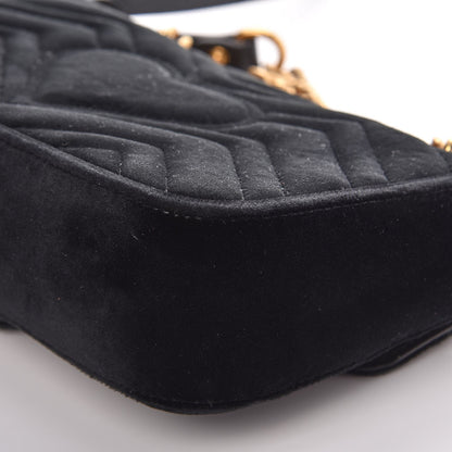 Gucci Velvet Matelasse Mini GG Marmont Shoulder Bag Black 5 of 15