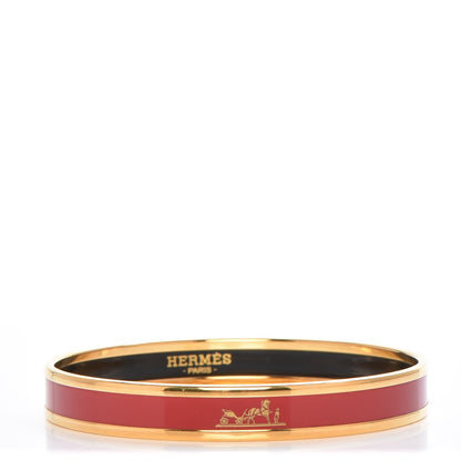Hermes Enamel Printed Narrow Caleche Bracelet 65 Rouge H 1 of 5