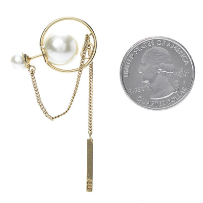 Christian Dior Pearl Tribales Dangle Chain Earrings Gold 3 of 5
