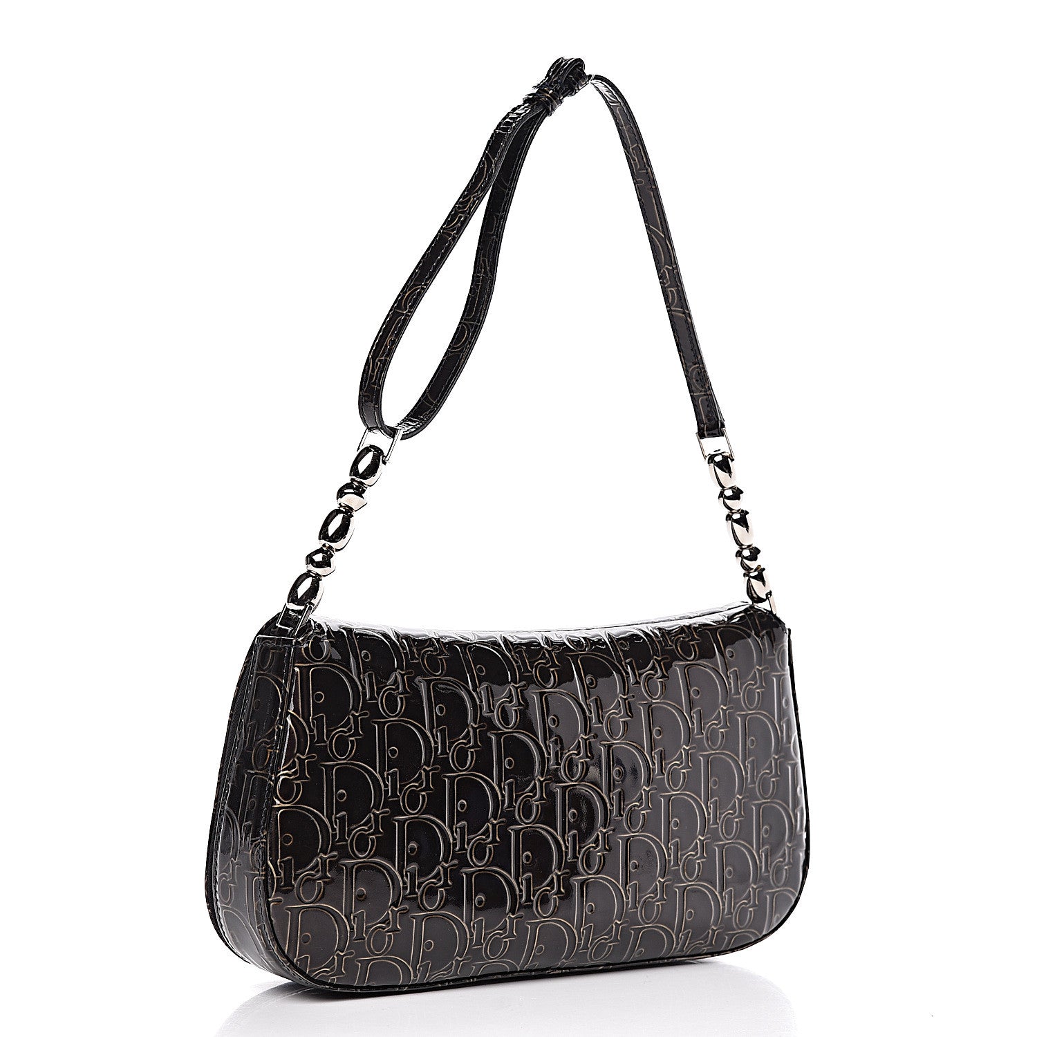 Christian Dior Patent Monogram Trotter Maris Pearl Shoulder Bag Brown 3 of 12