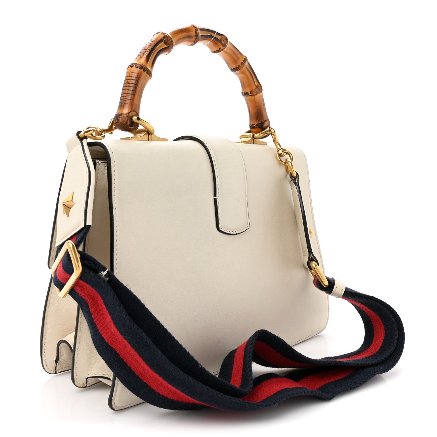Gucci Calfskin Bamboo Web Medium Dionysus Top Handle Bag White Blue Hibiscus Red 3 of 19