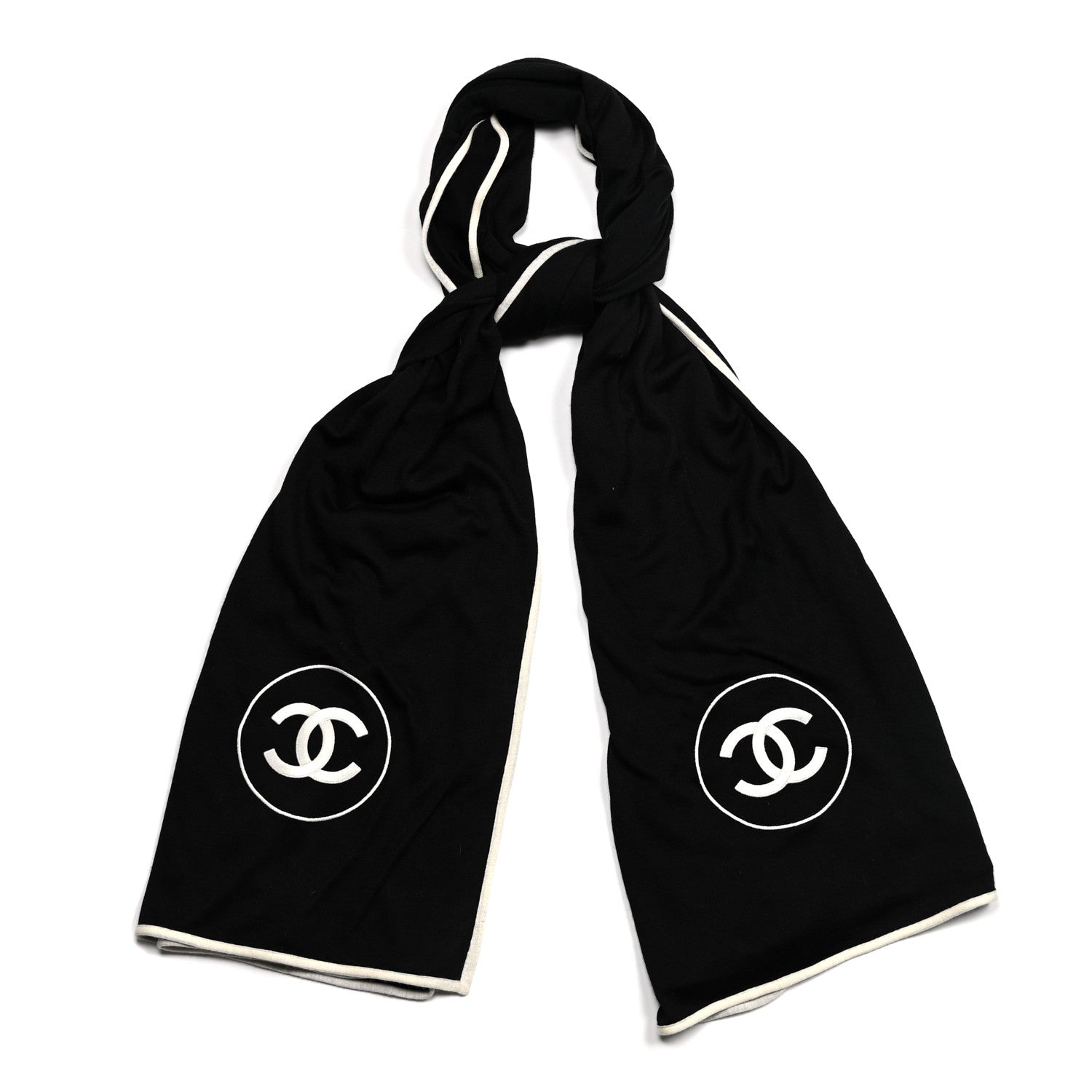 Chanel Cashmere Silk CC Scarf Black 1 of 4