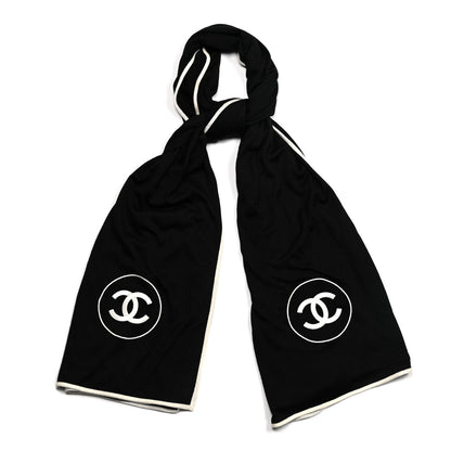 Chanel Cashmere Silk CC Scarf Black 1 of 4