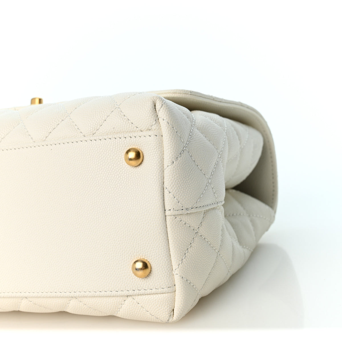 Chanel Caviar Quilted Small Chain Coco Handle Flap White 10 of 10