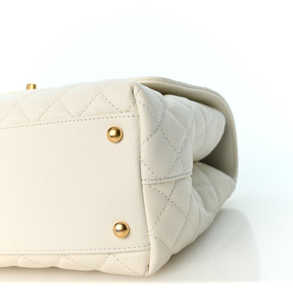Chanel Caviar Quilted Small Chain Coco Handle Flap White 10 of 10