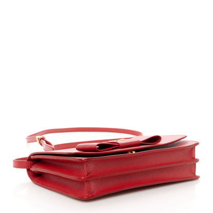 Prada Saffiano Fiocco Bow Flap Wallet Rosso 4 of 10
