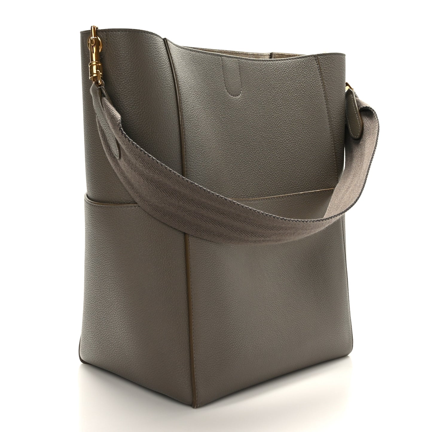 Soft Grained Calfskin Sangle Bucket Bag Taupe
