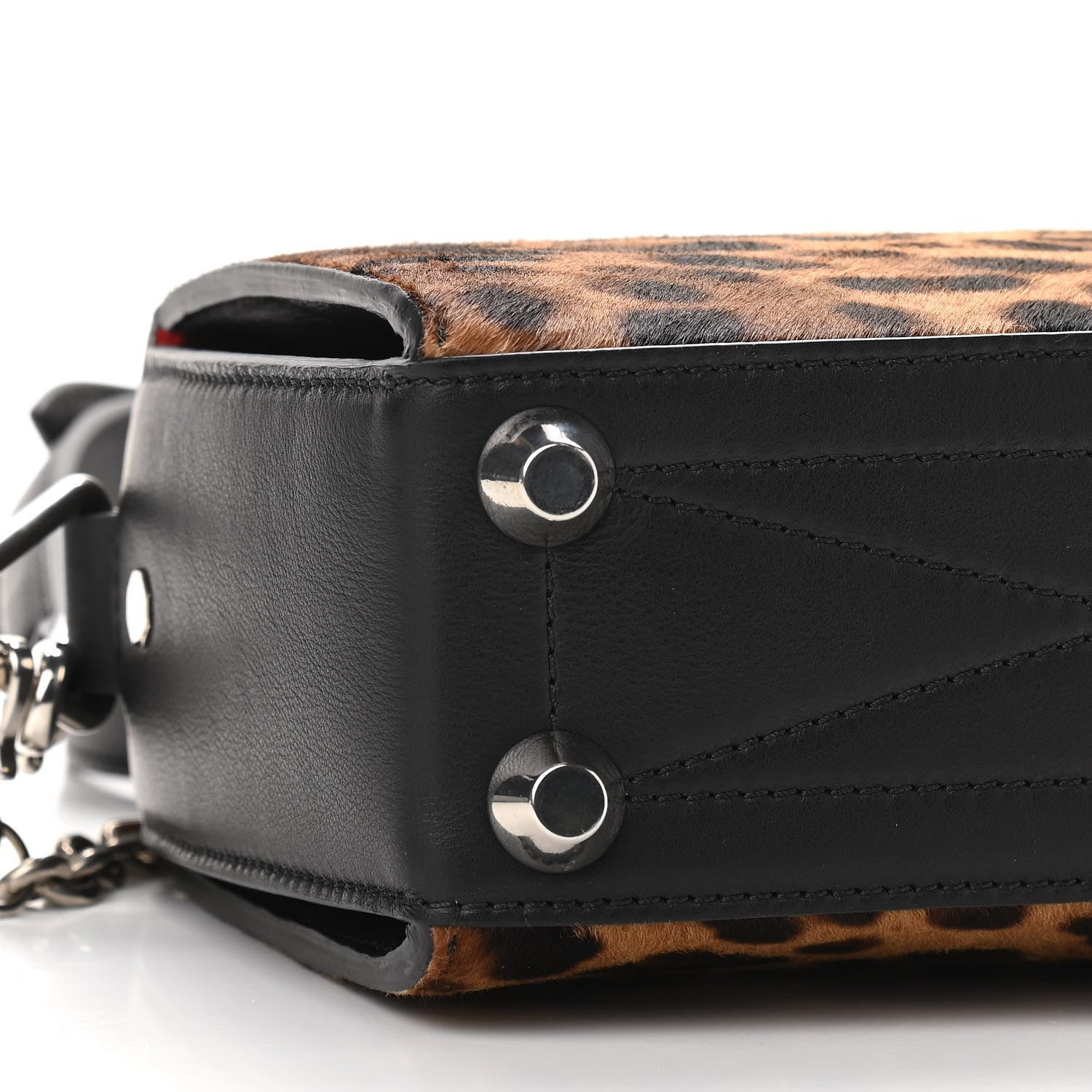 Alexander McQueen Calfskin Calf Hair Leopard Print Box Shoulder Bag 19 Black 8 of 9
