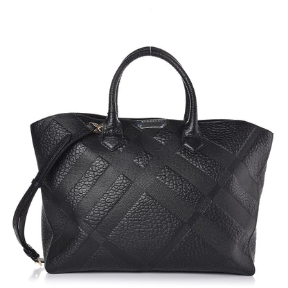 Burberry Heritage Grain Check Embossed Medium Dewsbury Tote Black 1 of 8