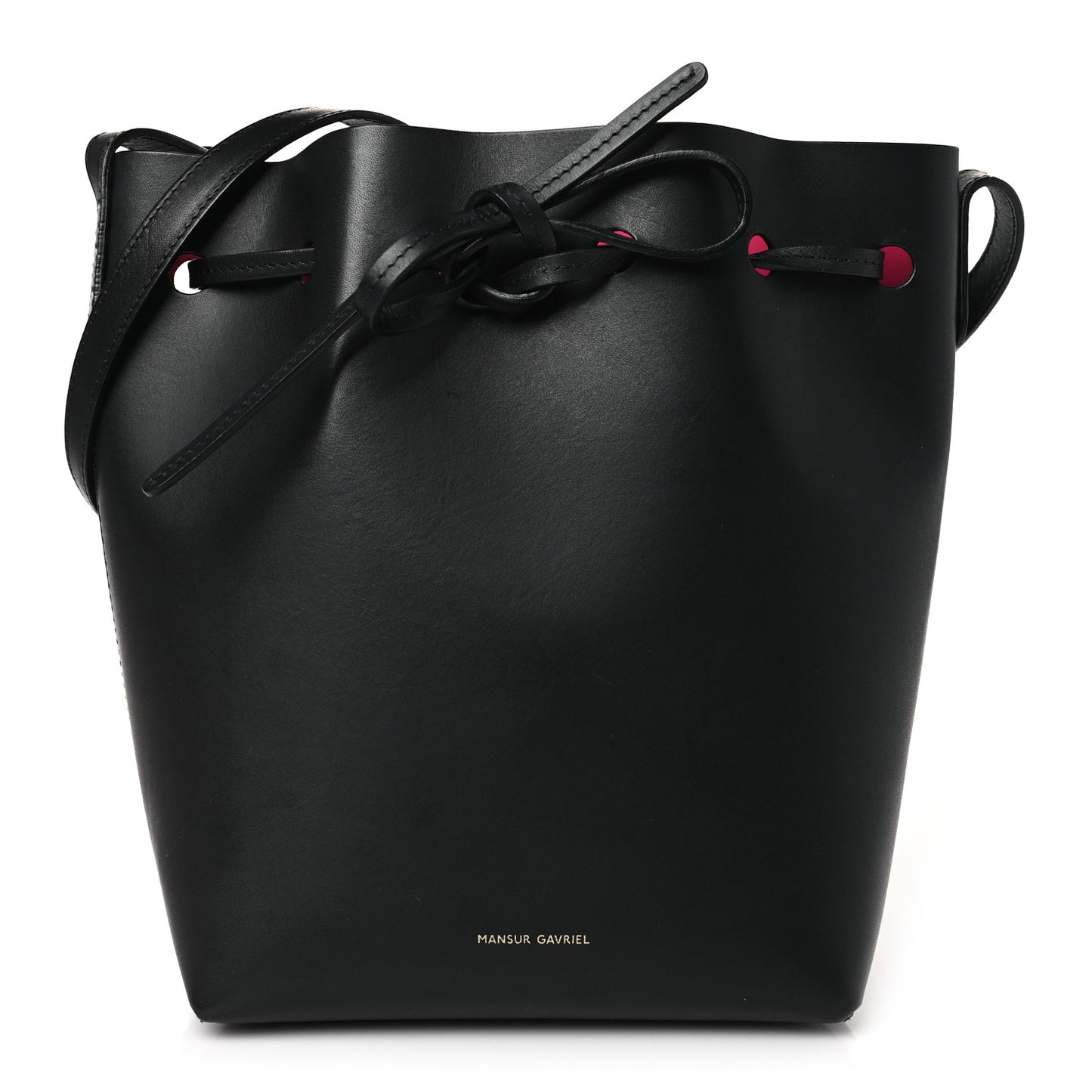 Vegetable Tanned Calfskin Mini Bucket Bag Black Dolly