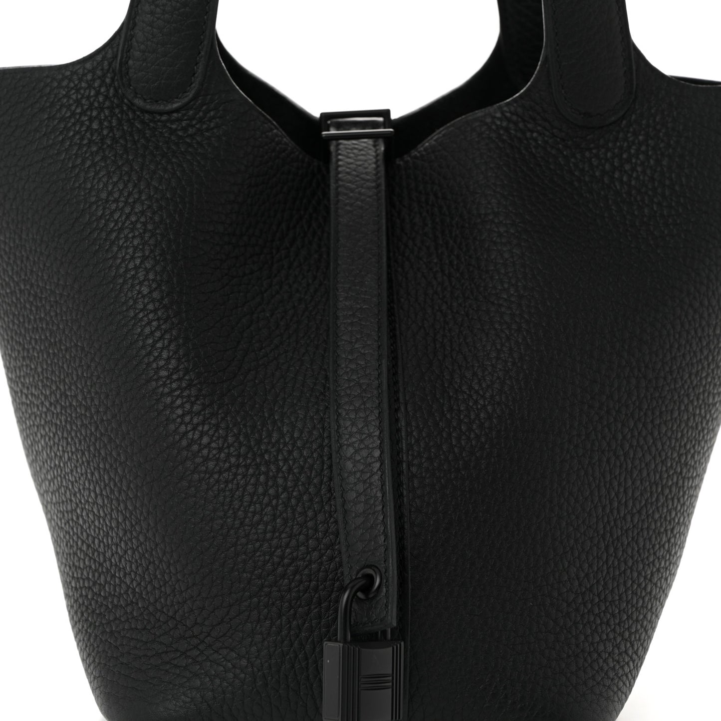 Taurillon Clemence Monochrome Picotin Lock 18 PM Black