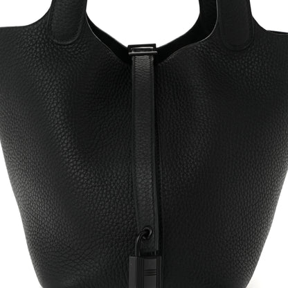 Hermes Taurillon Clemence Monochrome Picotin Lock 18 PM Black 8 of 11