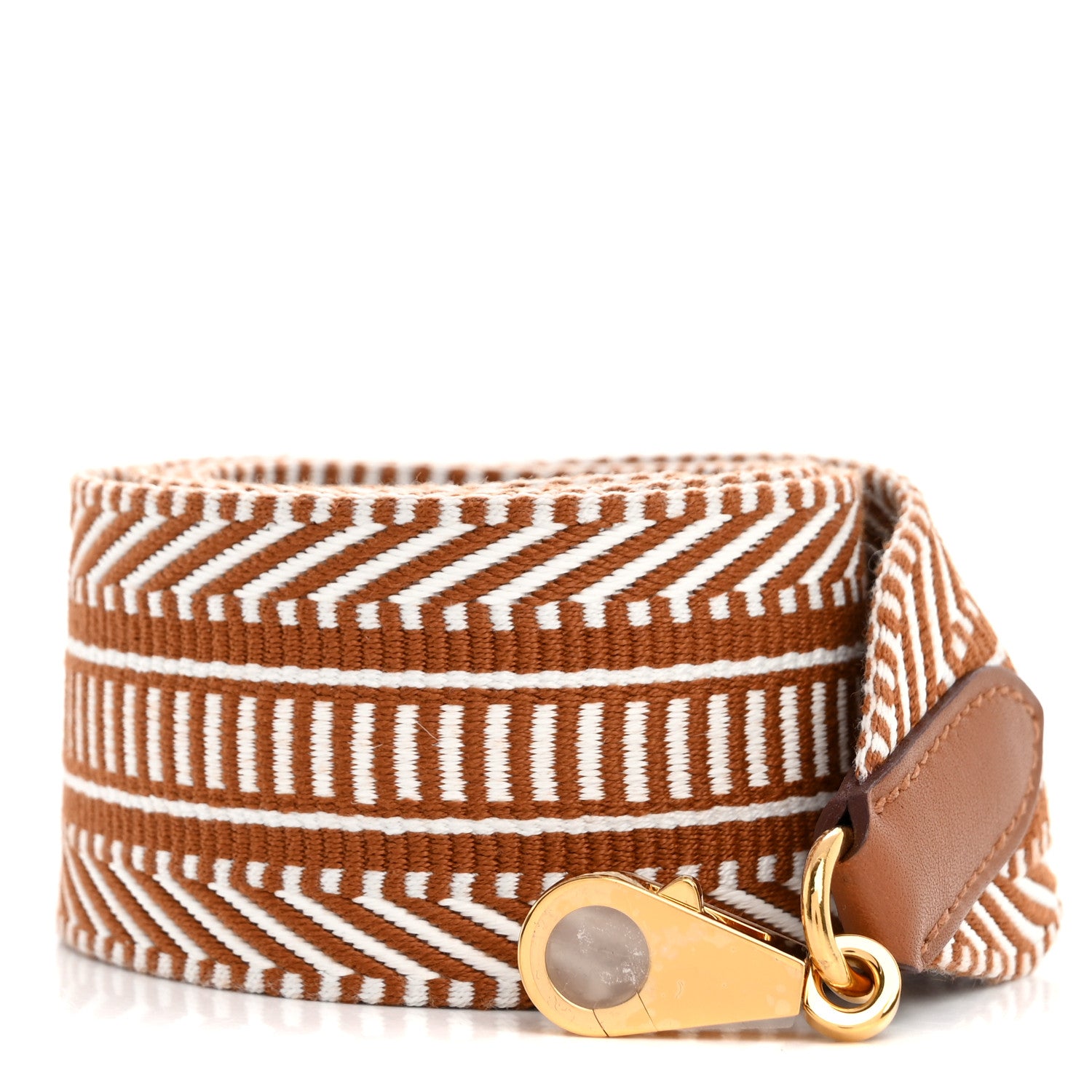Hermes Toile Swift 50mm Sangle Cavale Shoulder Strap Ecru Beige Gold 1 of 5