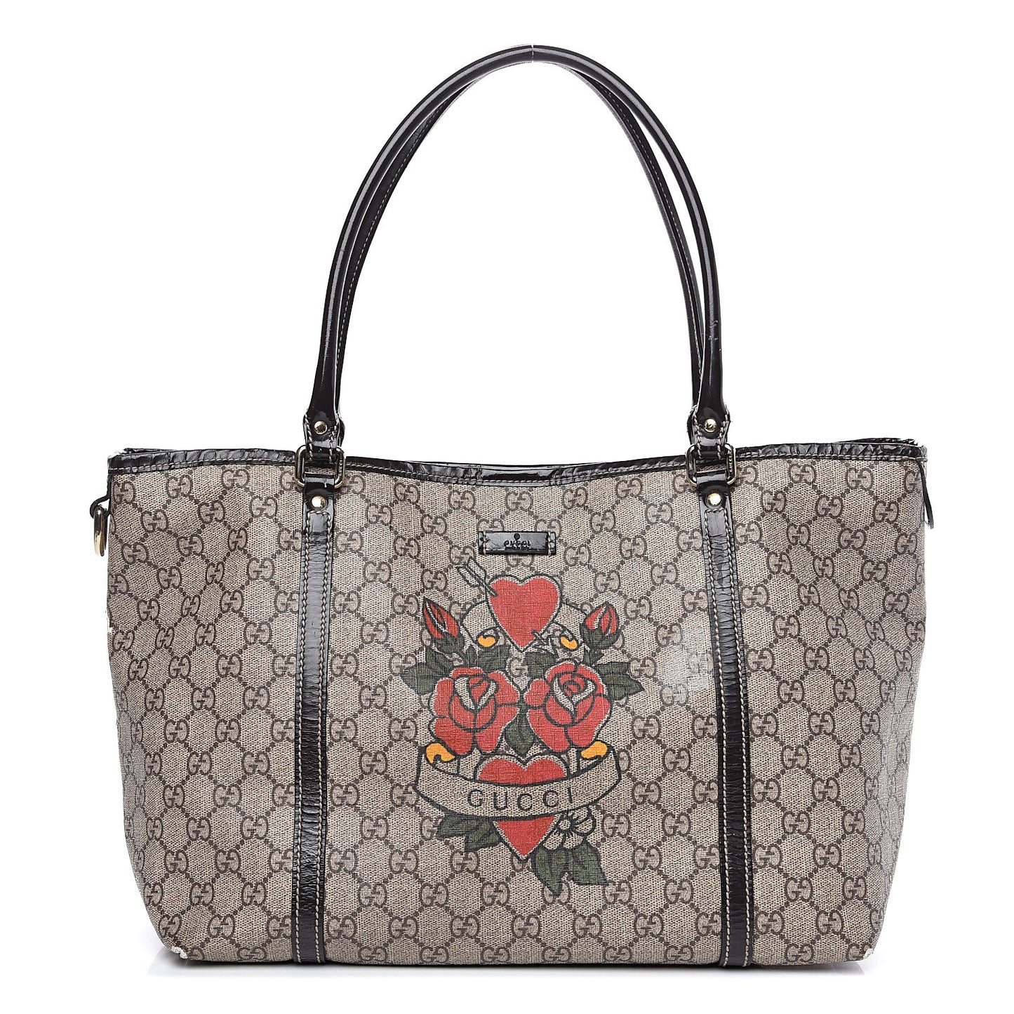 GG Plus Monogram Tattoo Heart Medium Joy Tote Dark Brown