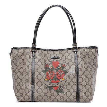 Gucci GG Plus Monogram Tattoo Heart Medium Joy Tote Dark Brown 1 of 16