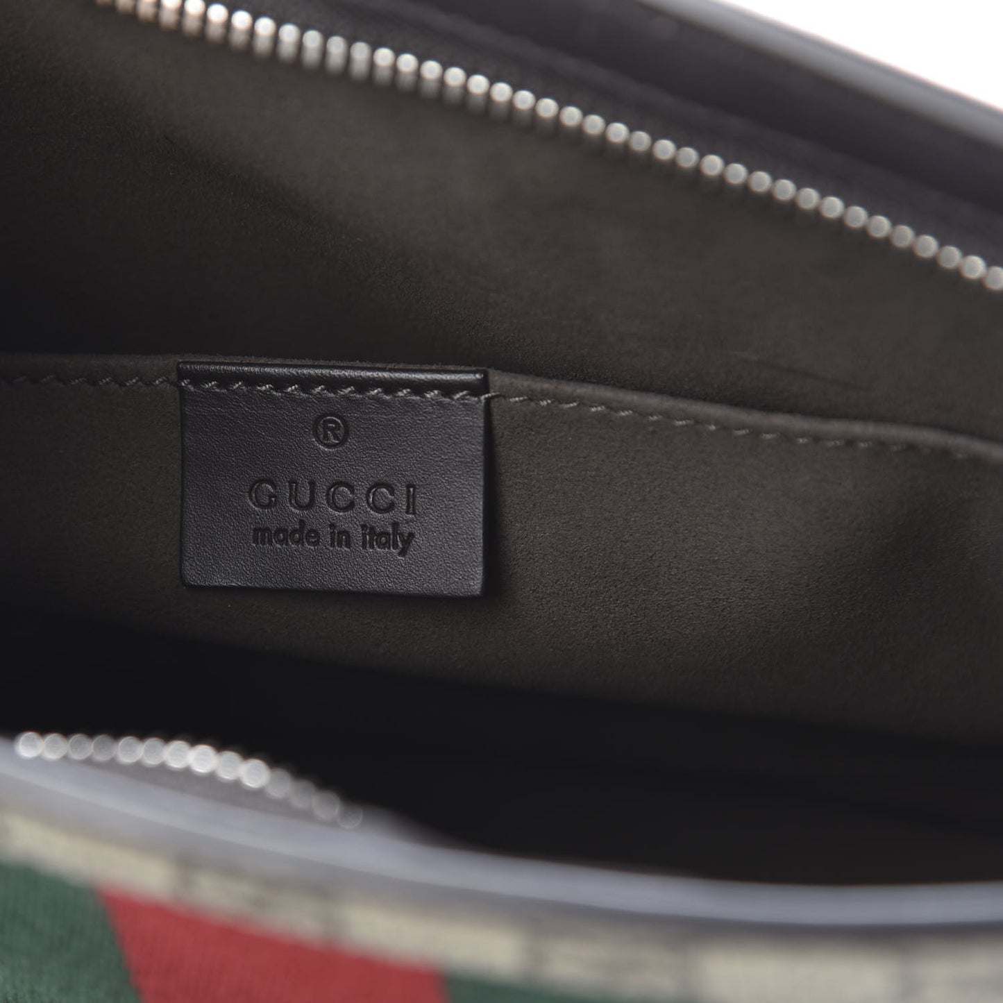 GG Supreme Monogram Selleria Calfskin Web New Web Cosmetic Case Beige Ebony Cocoa