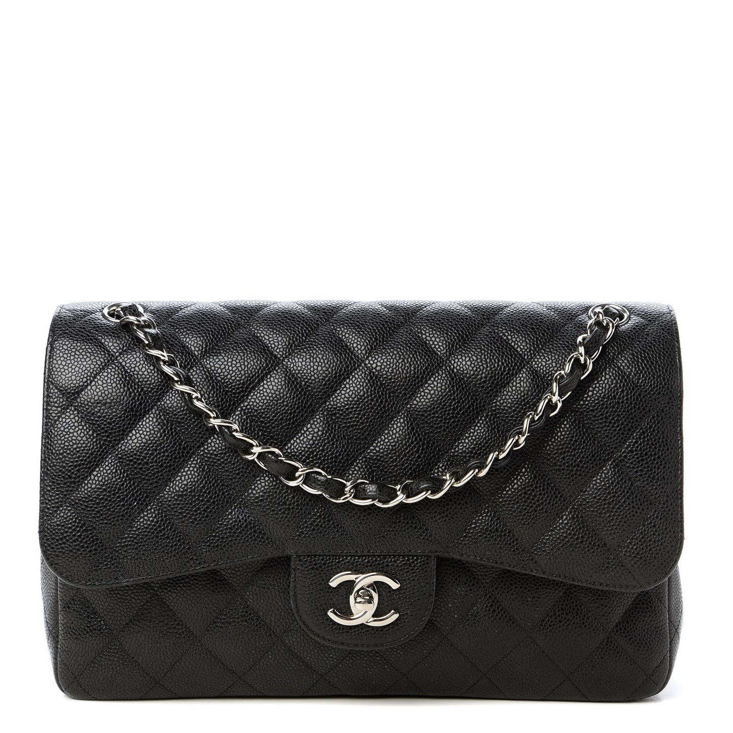 Caviar Quilted Jumbo Double Flap Black