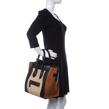 Celine Satin Calfskin Suede Mini Tri-Color Luggage Seashell 2 of 11