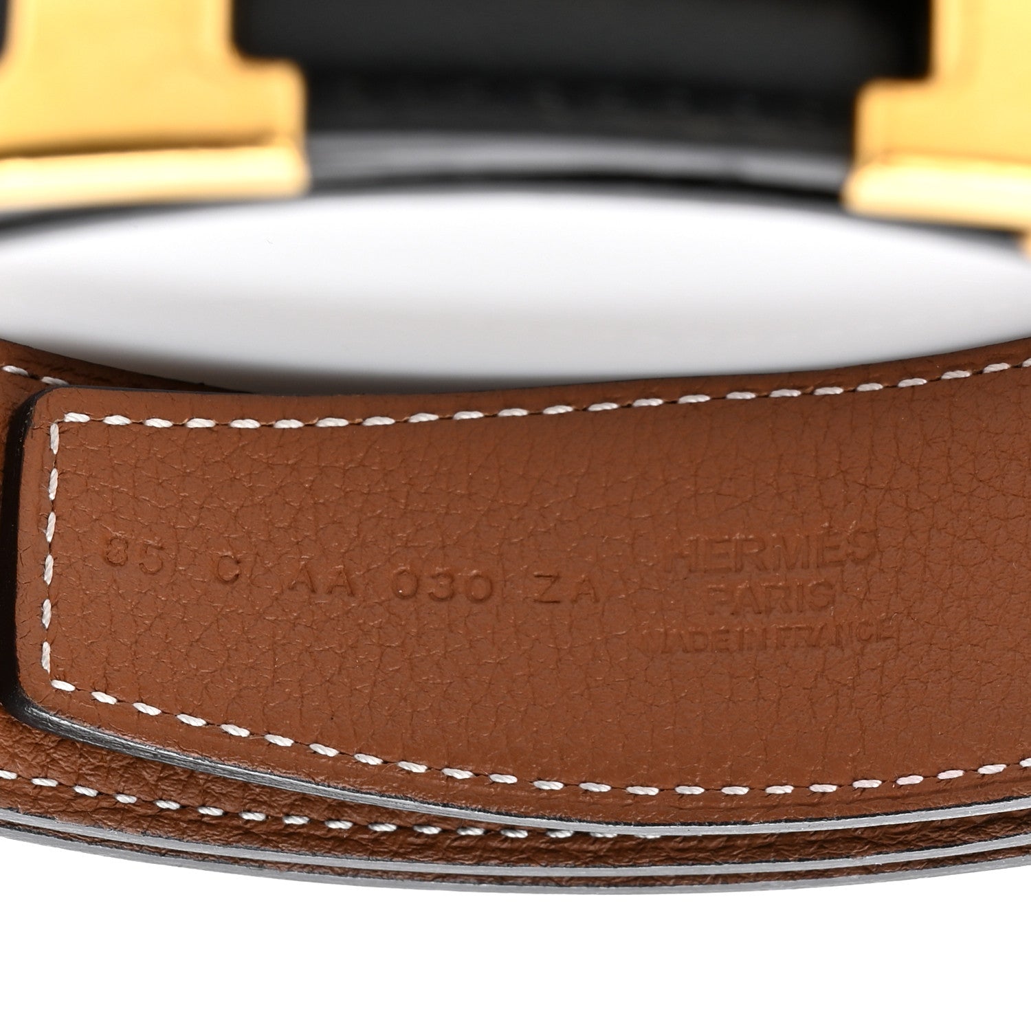 Hermes Box Togo 32mm H Belt 85 Black Gold 4 of 5