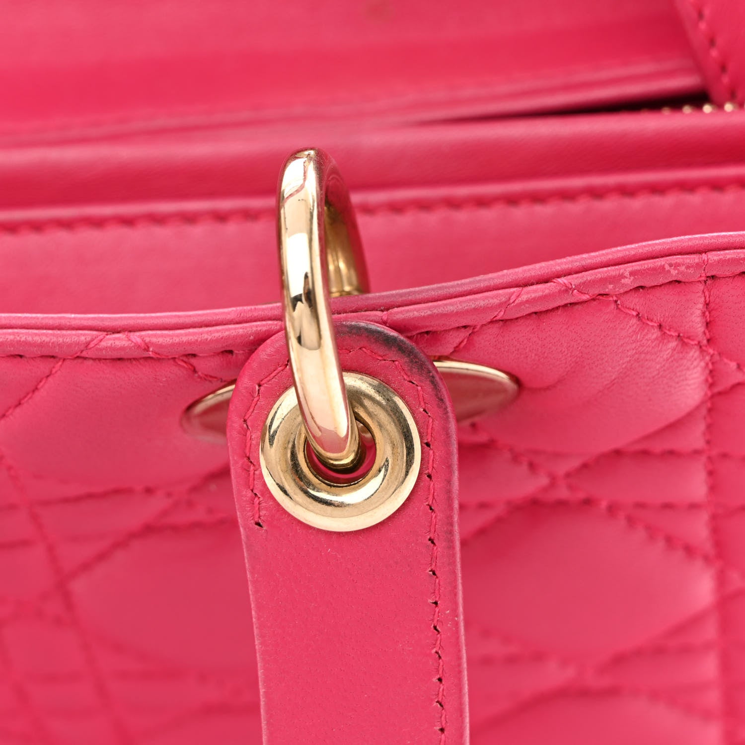 Christian Dior Lambskin Cannage Large Lady Dior Fuchsia 12 of 21