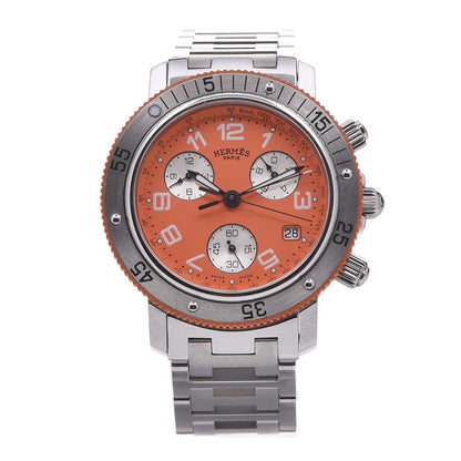 Hermes Stainless Steel 39mm Clipper Chronograph Quartz Watch Orange 2 of 9