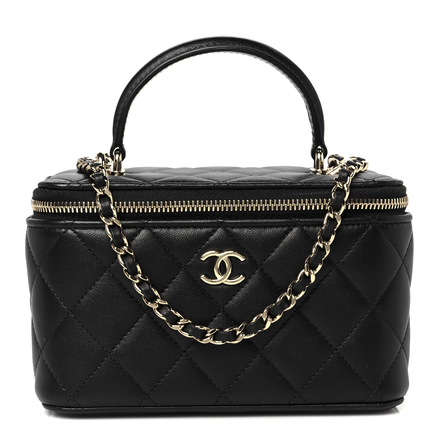 Chanel Lambskin Quilted Small Top Handle Vanity Case With Chain Black 1 of 11