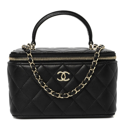 Chanel Lambskin Quilted Small Top Handle Vanity Case With Chain Black 1 of 11