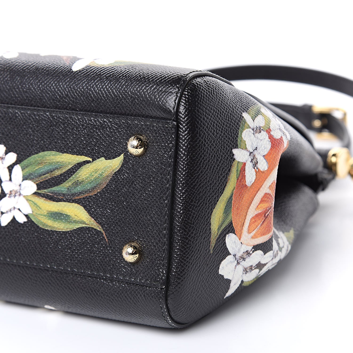 Dolce & Gabbana Dauphine Orange Print Medium Miss Sicily Satchel Black 8 of 13