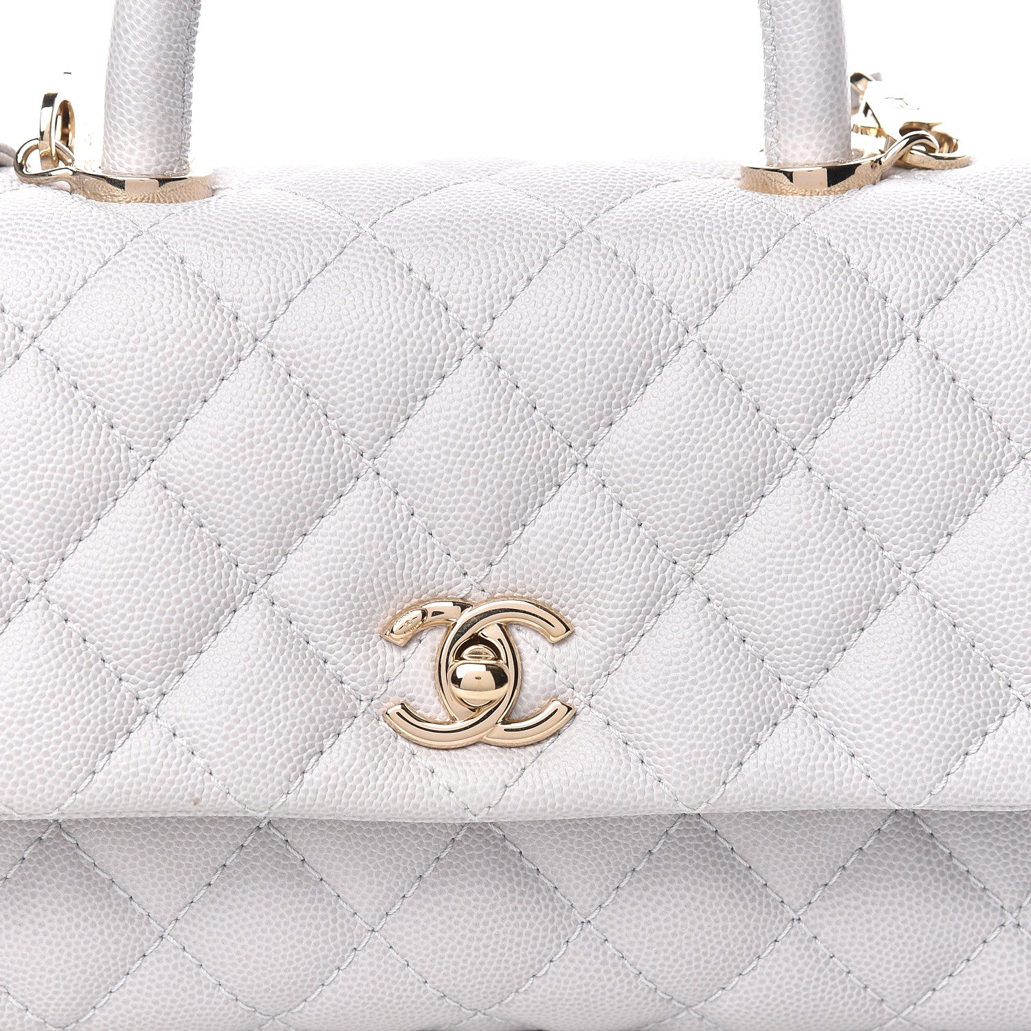 Chanel Caviar Quilted Mini Coco Handle Flap Light Grey 12 of 12
