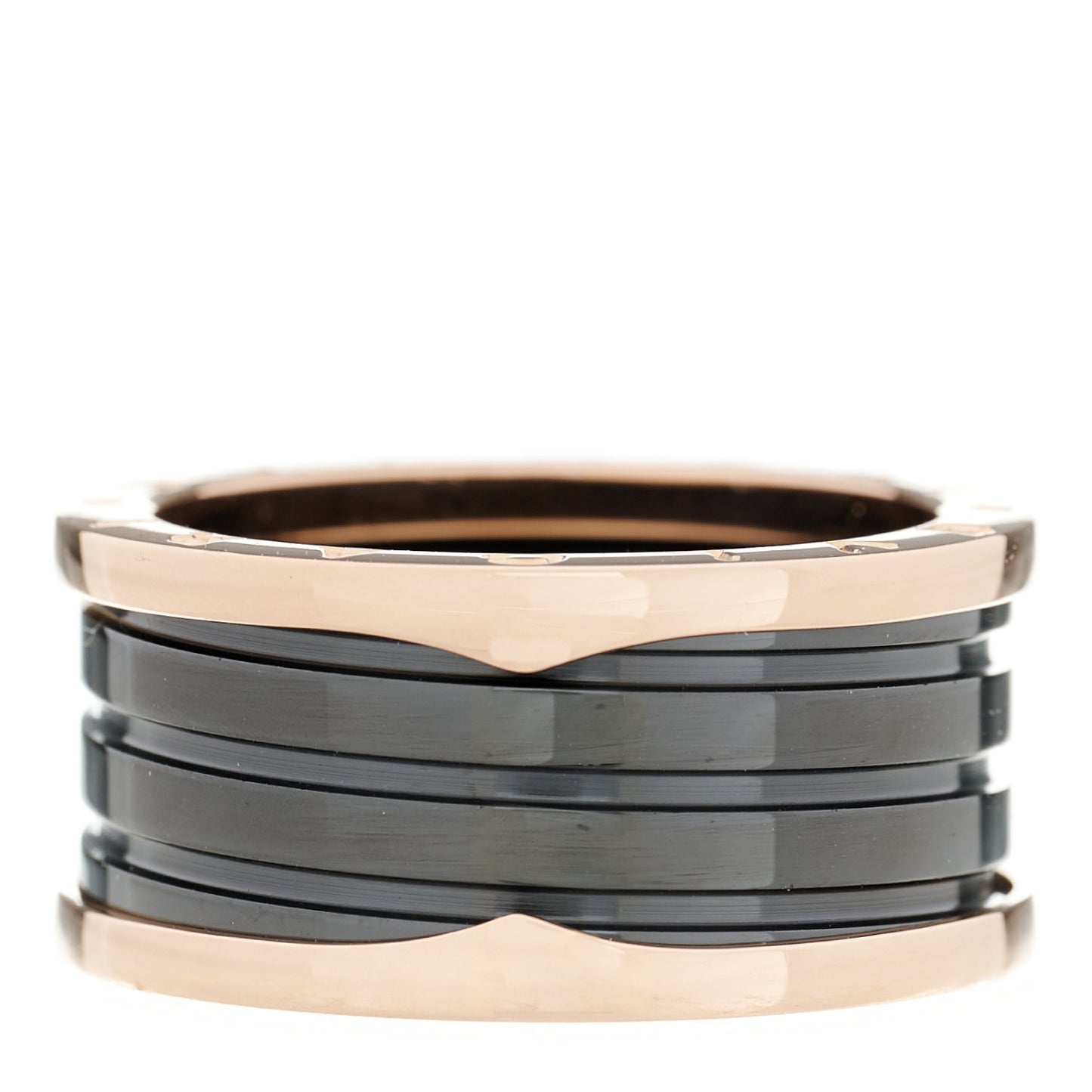 18K Rose Gold Black Ceramic B.Zero1 Four-Band Ring 65 11