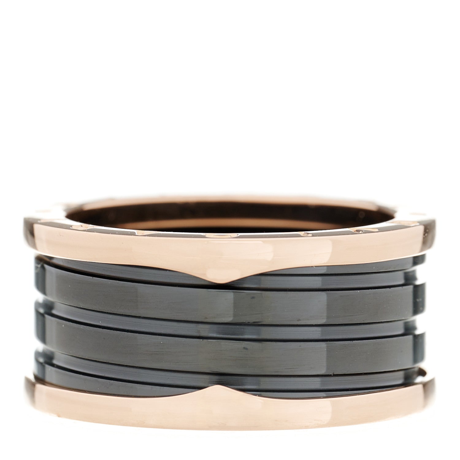 Bulgari 18K Rose Gold Black Ceramic B.Zero1 Four-Band Ring 65 11 1 of 7