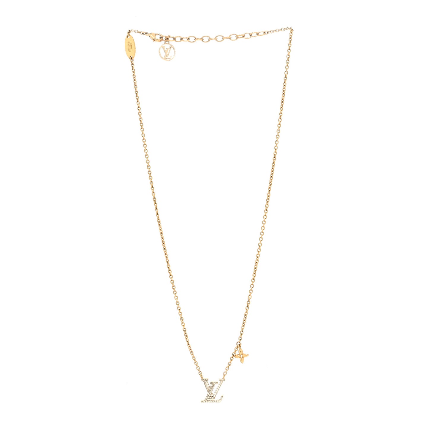 Metal Crystal LV Iconic Necklace Gold