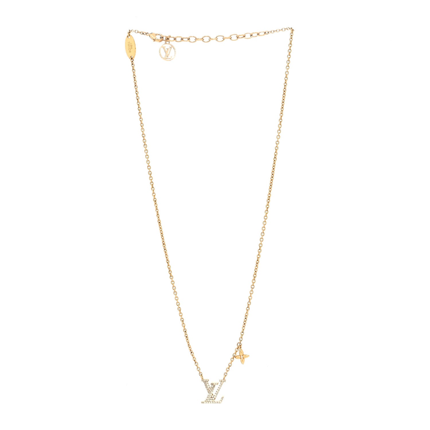 Louis Vuitton Metal Crystal LV Iconic Necklace Gold 3 of 6