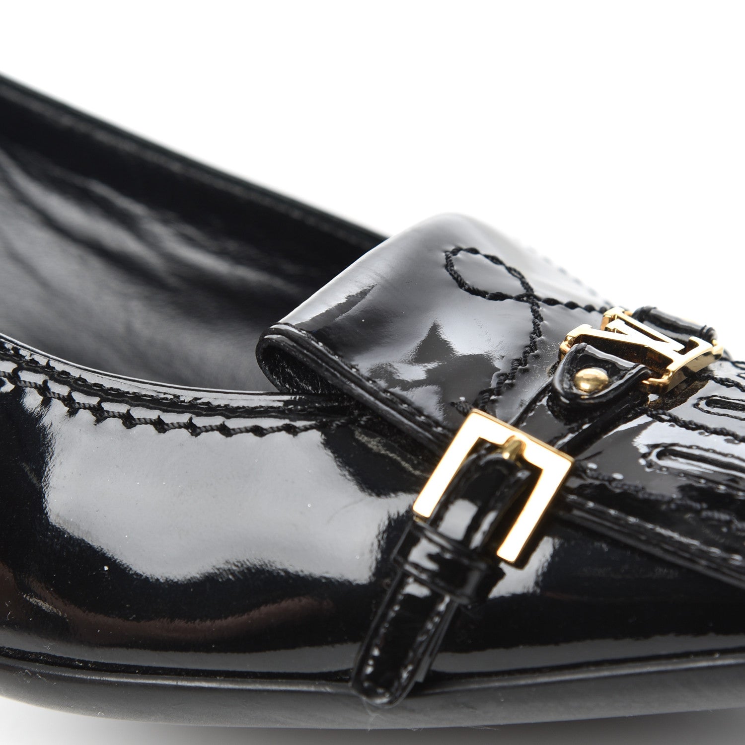 Louis Vuitton Patent Fringe Pumps 38.5 Black 17 of 18